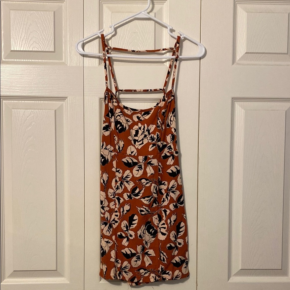 Free People Floral Mini Dress - Orange and Black